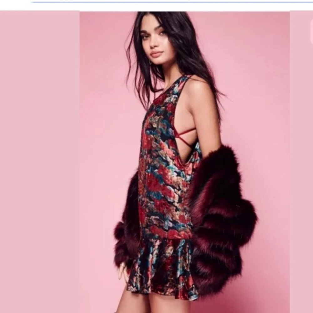 Free People Wallflower Mini Dress Floral Velvet